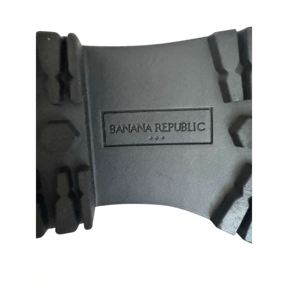 Banana Republic Vee-Strap Lugg Loafers 10-10.5 W Black Leather Chunky Lug Sole - Picture 11 of 14